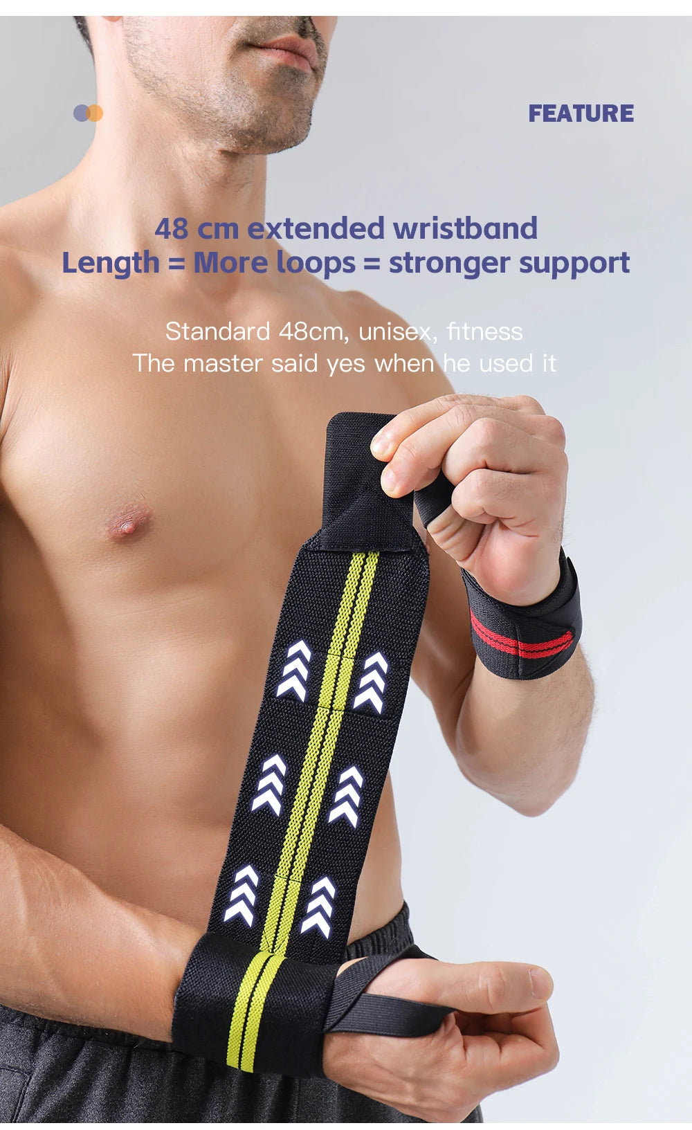 Fitness Wristband Wrapped Design With Adjustable Elasticity to Support and Stabilize The Wrist, Avoiding Wrist Injuries