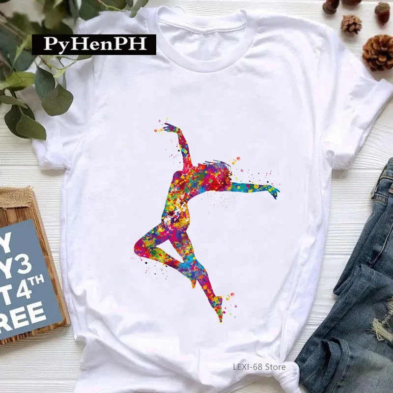 Gymnast Dancer T Shirt  Fashion Gymnast Artistic Gymnastics Printed T-shirt for Women Parent-child Clothing Oversized T Shirt