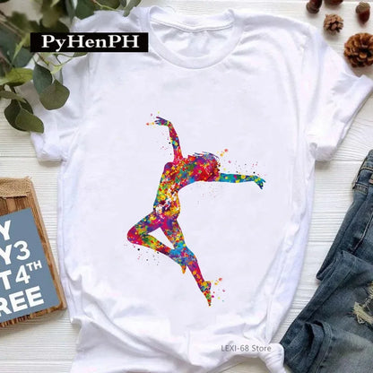 Gymnast Dancer T Shirt  Fashion Gymnast Artistic Gymnastics Printed T-shirt for Women Parent-child Clothing Oversized T Shirt