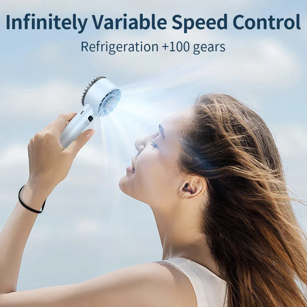 Outdoor high-speed refrigeration handheld fan 100 speed mini fan USB charging portable fan