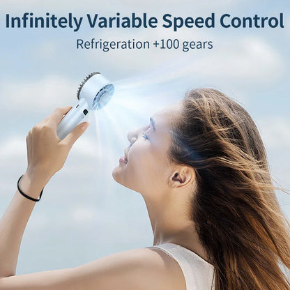Outdoor high-speed refrigeration handheld fan 100 speed mini fan USB charging portable fan