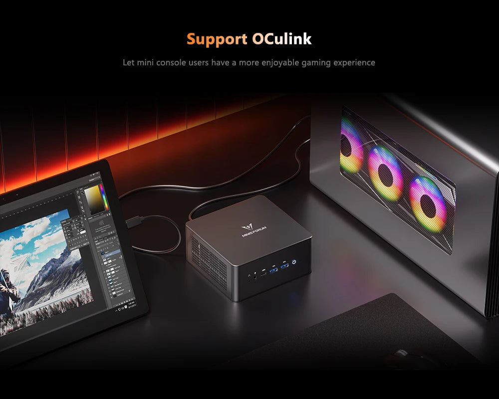 MINISFORUM OCuLink Gaming Mini PC UM890 UM880 Pro AMD Ryzen 9 8945HS R7 8845HS 2*USB4 2*DDR5 2*PCIE4 Windows 11 Computer WiFi6E