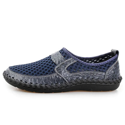 2025 Summer Shoes Men Loafers Mesh Breathable Flat Non-slip Mens Casual Shoes Brand Footwear Plus Size 45 Black Green Blue D328