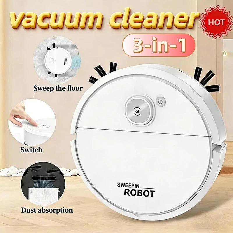 2026 3-in-1 Strong Suction Smart Sweeping Robot Rechargeable Washable Mop For Pet Hair Hard Floor Kitchen Room Sweeping Robot