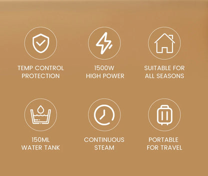 Fast-Heat Garment Steamer Foldable Ironing 1500W Machine Household Electric Fabric Steamer for Home Travel Handheld Steam Iron