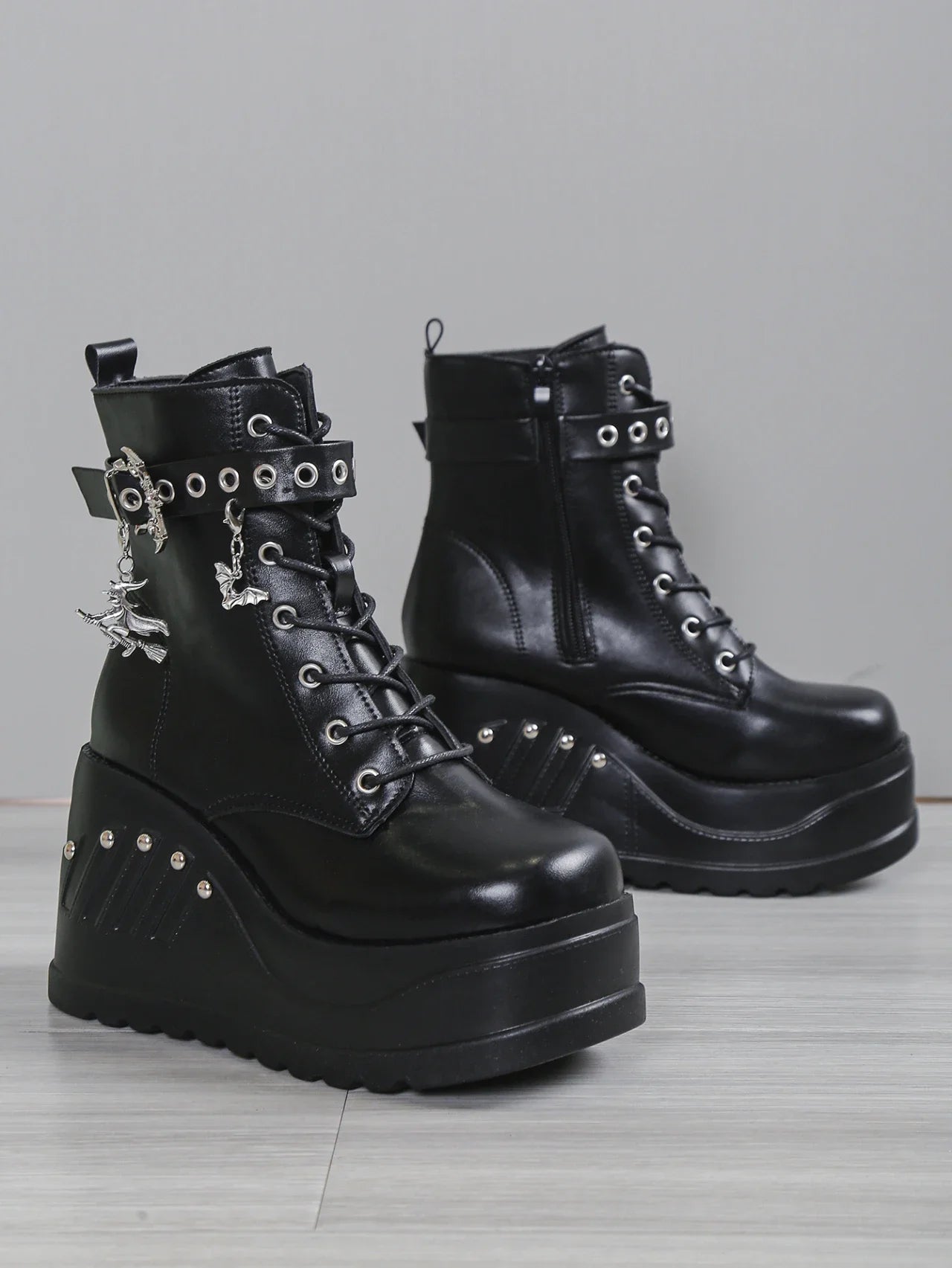 2024 New Boots for Women Fashion Hot Sale Punk Goth Platform Heels Wedge Women's Boots Casual Goth Punk Size 43 Women's Shoes