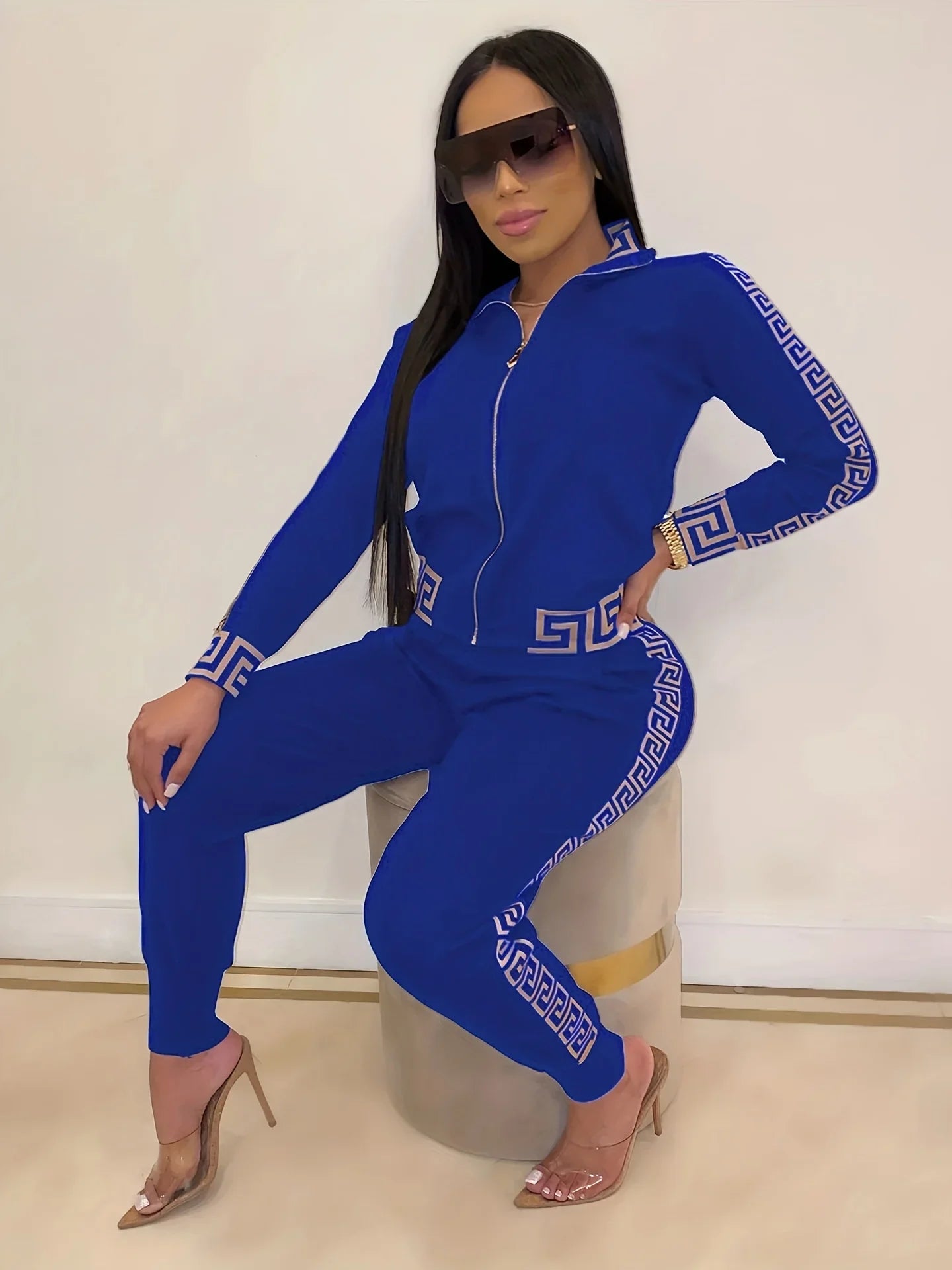 2025 Europe And The United States New Style Leisure Printing Stitching Two-piece Suit