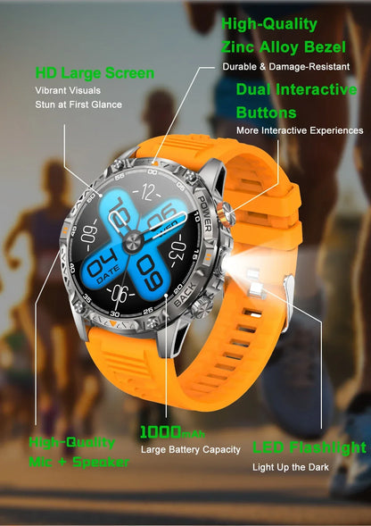 LIGE New Military For T-Rex 3 Ultra Smart Watch 1000mAh Battery IP68 Waterproof Compass Flashlight Sports Tracker Smartwatch Men