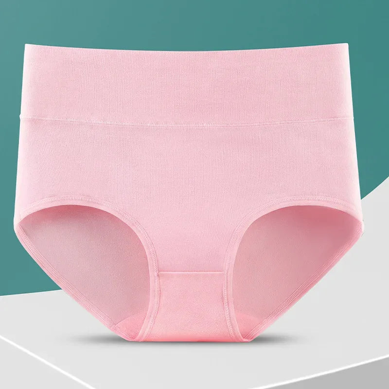 1Pcs Plus Size Women's Cotton Underwear High Waisted Tummy Control Panties Full Coverage Briefs Ladies Panty L-5XL