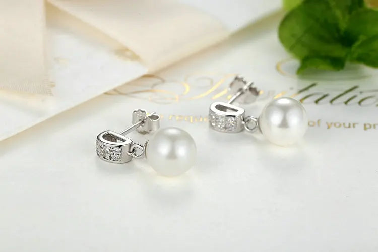 Drop Earrings Fine Jewelry Female Drop Earrings with Pearls Earrings 925 Sterling Silver Jewelry Mother's Day Gift SCE006