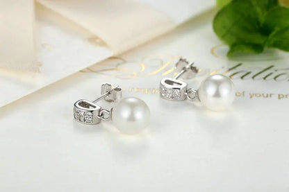Drop Earrings Fine Jewelry Female Drop Earrings with Pearls Earrings 925 Sterling Silver Jewelry Mother's Day Gift SCE006
