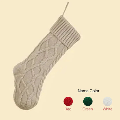 A vintage personalized Christmas stocking with embroidered name and customizable letters, perfect as a family Christmas gift