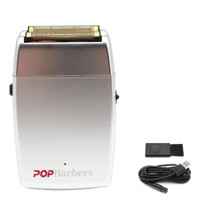 11000 RPM POP Barbers P620 Professional Electric Men's Beard Trimmer Double Foil Shaver Electric Shaver USB Hair Cutting Machine