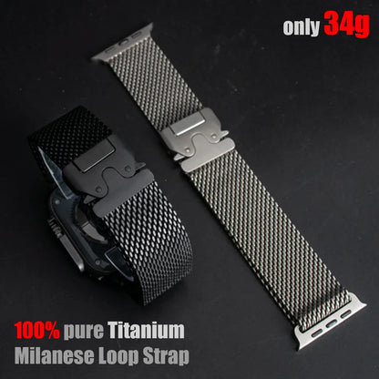 100% Titanium Band for Apple Watch Ultra 3/2 49mm Series 11 10 9 8 7 6 SE 3 Natural Titanium Milanese Loop Strap for iWatch 46mm