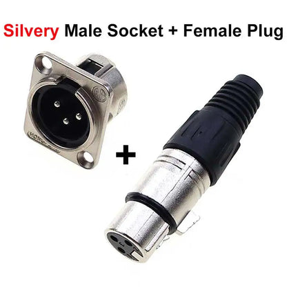 JCD XLR 3pin Male Female Panel Audio Microphone Mixer Plug Jack Connector YS145 YS146 Male Female 3 Core XLR Metal Socket