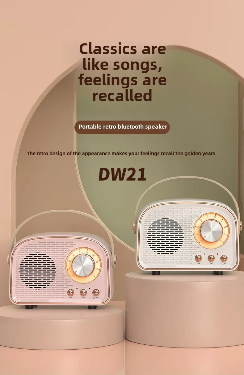 Retro Bluetooth-compatible Speaker Cute Mini Speaker with FM Radio Wireless Speaker with TWS Music Player Hifi Stereo TF USB