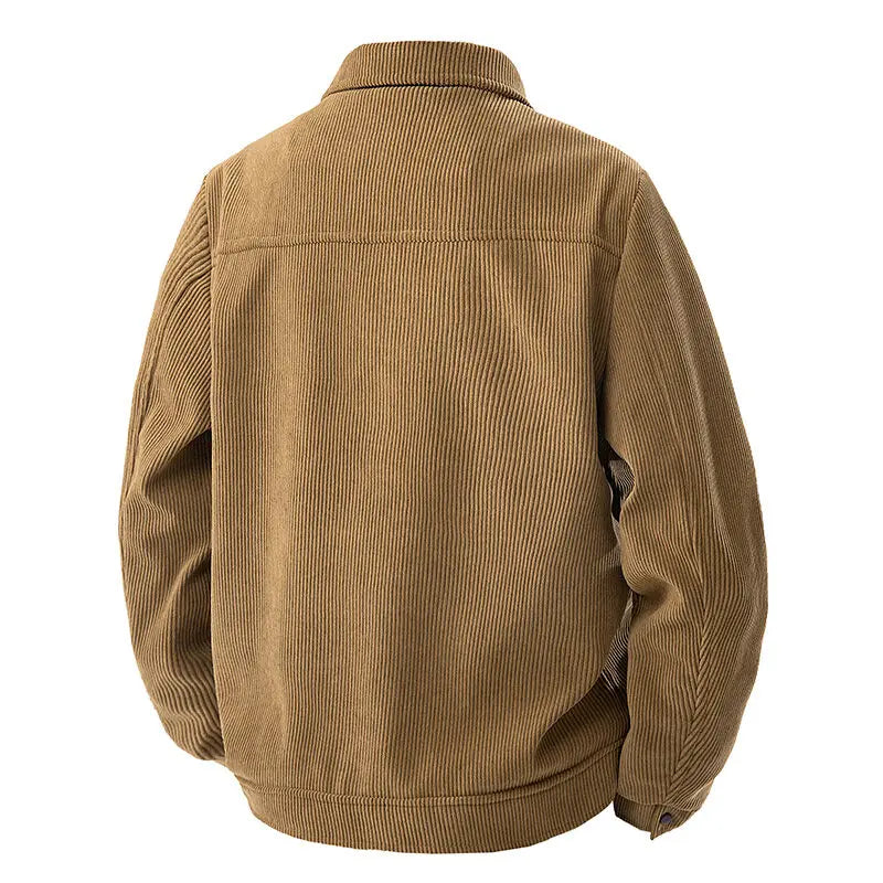 Spring and Autumn men's corduroy lapel jacket 2025 men's new American retro brand loose and handsome multi-pocket cargo jacket