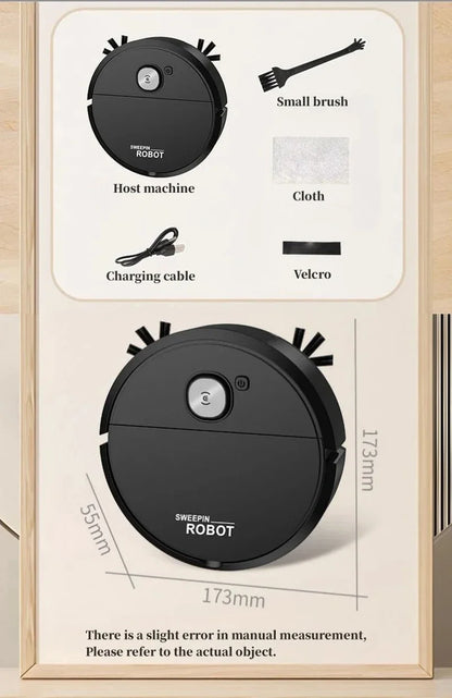 2026 3-in-1 Strong Suction Smart Sweeping Robot Rechargeable Washable Mop For Pet Hair Hard Floor Kitchen Room Sweeping Robot