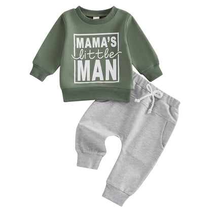 0-3Y Baby Boys Autumn Winter Clothes Set Kids Long Sleeve Letter Print Pullover Tops Sweatshirt Pants Toddler Casual Outfits