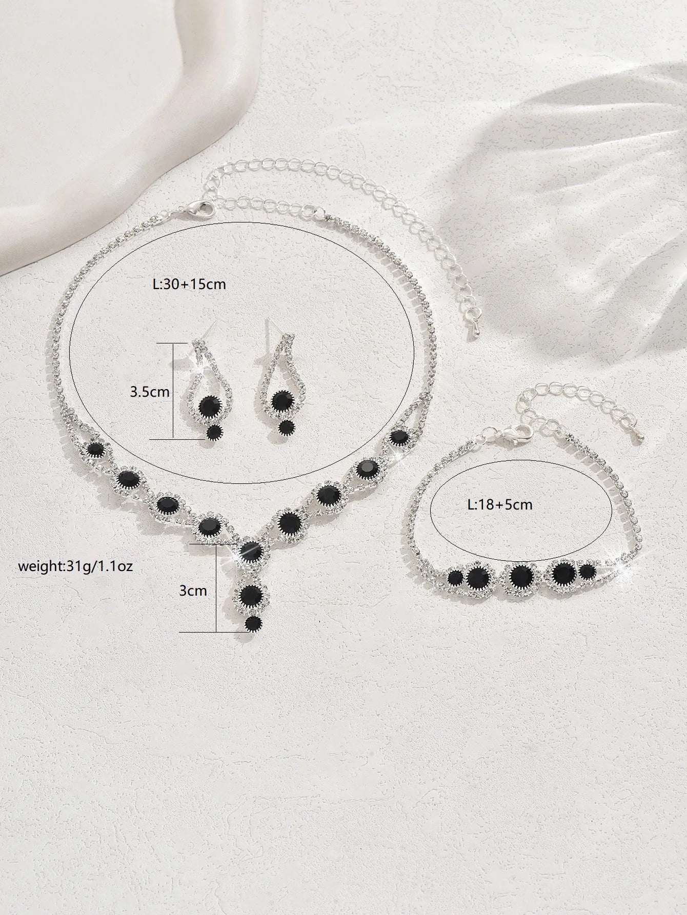 4PCS Fashion Elegant Crystal Jewelry Sets for Women Rhinestones Necklace Ring Earrings Bridal Wedding Party Jewelry Sets
