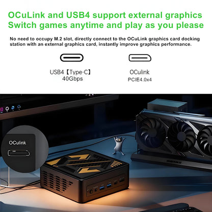 Topton Gaming Mini PC OCuLink AMD Ryzen AI 9 HX 370 ES AI 7 PRO 350 ES USB4 2x2.5G LAN 2xNVMe Desktop Computer Windows 11 WiFi6E