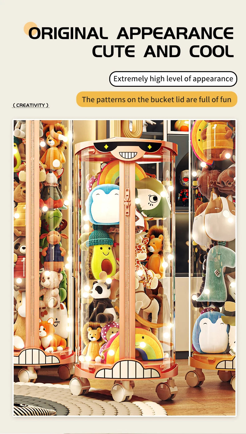 Extra Large Toy Storage Bucket Organize Home Plush Toys Neatly Sunglasses Smiley Design Top Can Place Figurines