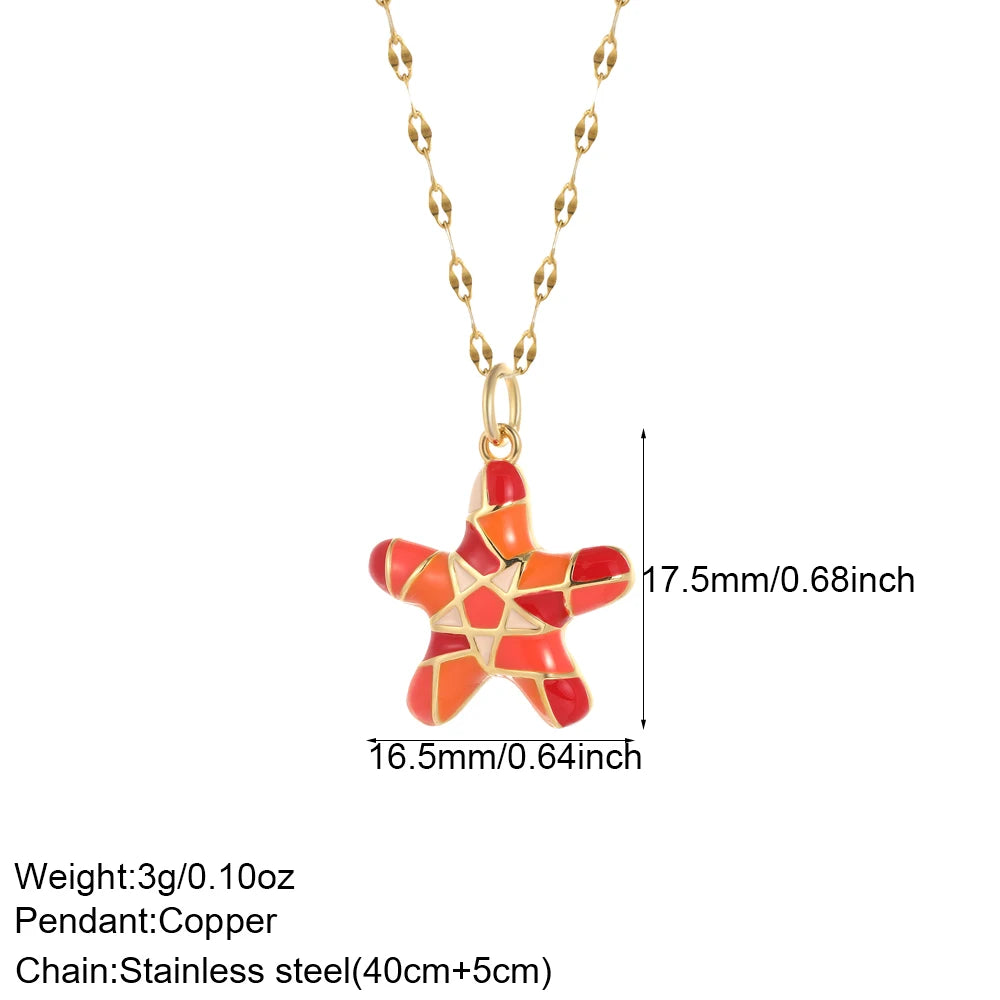 Bohemian Heart Animals Necklace for Women Cute Heart Punk Motocycle Pendant Gold Color Stainless Steel Long Chain Collars Neck