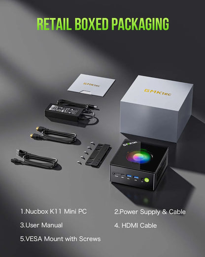 GMKtec K11 Mini PC AMD Ryzen 9 8945HS PC Gaming OCuLink DDR5 5600MHz 16GB/32GB RAM 512GB/1TB SSD Barebone USB4 Dual 2.5G LAN