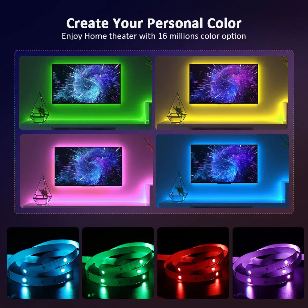 RGB Led Lights Strip Wifi Bluetooth Adhesive Led Tape Rgb 5050 Led Strips For Bedroom Party Lights Wall Room Decoration