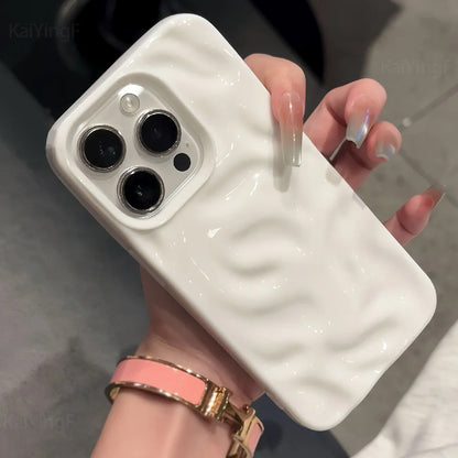 Luxury Soft Silicone For iPhone 11 12 13 14 15 16 17 Pro Max Plus Wave Fold Pattern Candy Bumper Back Cases Protective Cover