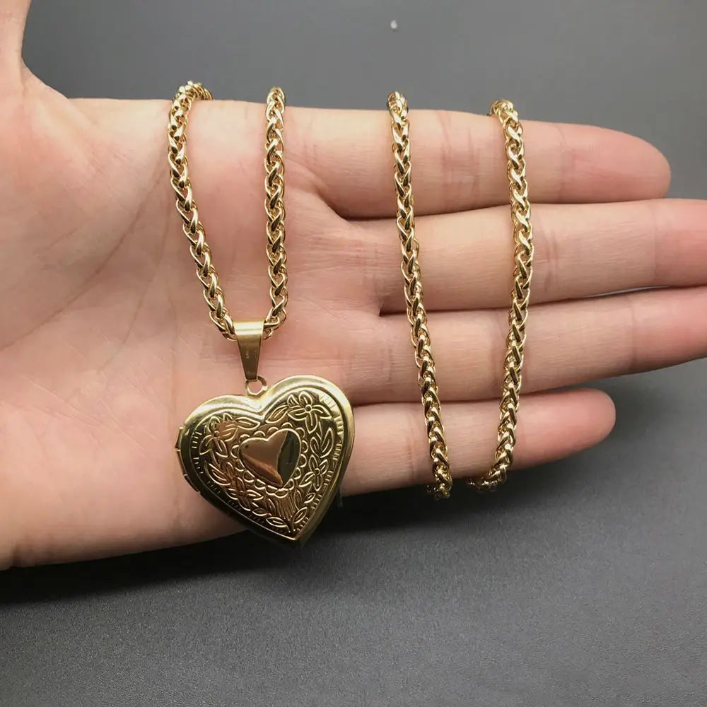 New Love Heart Photo Picture Locket Valentine's Day Gift For Lover Couples Friend Heart Secret Message Pendant Chain Jewelry
