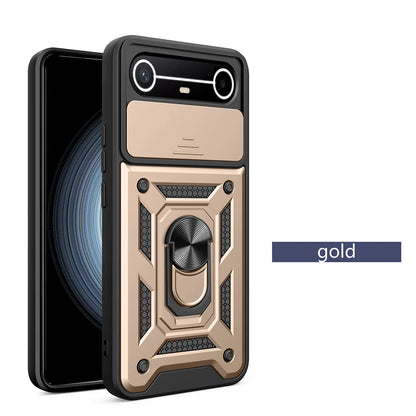 Slide Camera Cover for Tecno Spark Slim 4G Pova Slim 5G Case Ring Kickstand Holder Full Protective Shockproof Phone Capa Funda