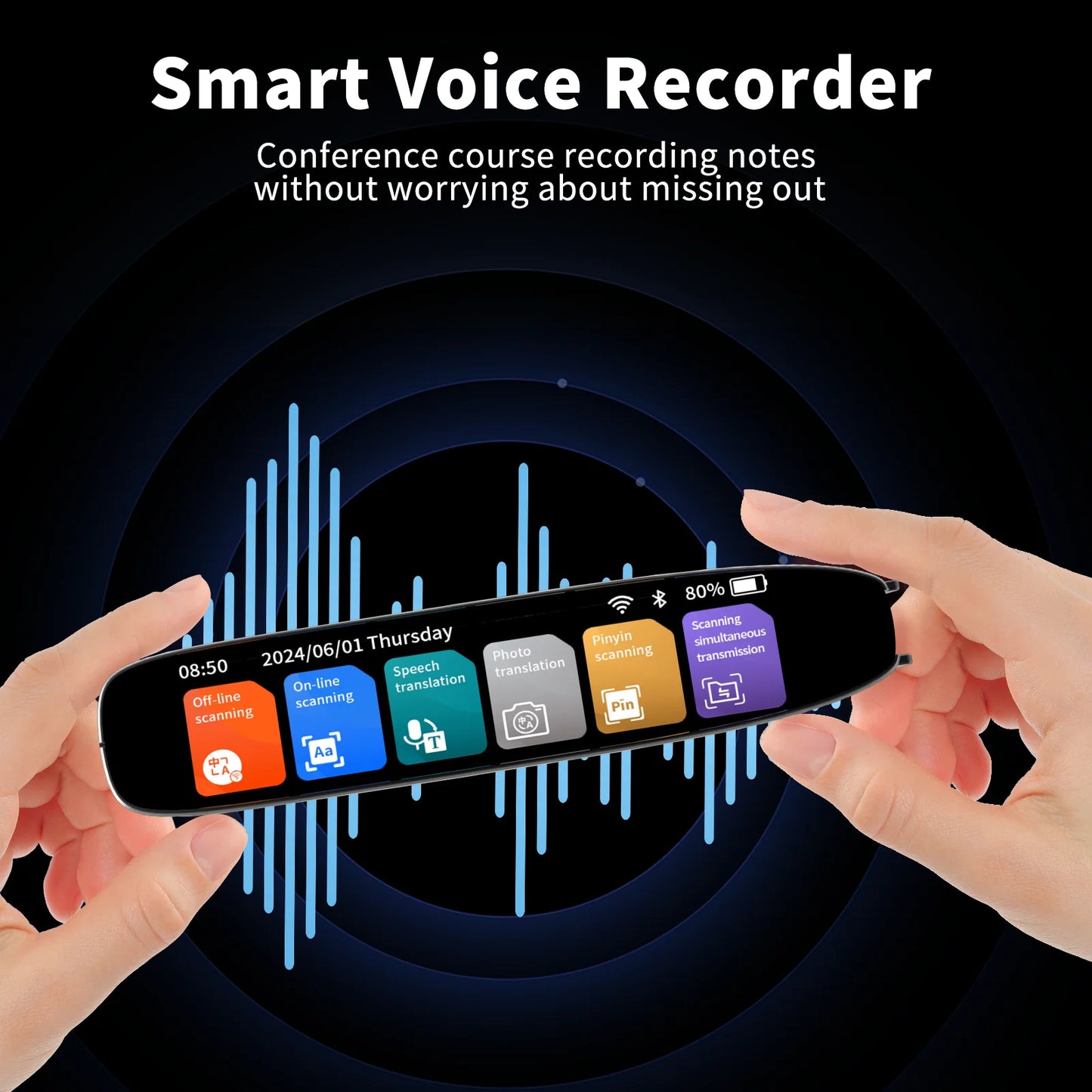 Translation Pen for Dyslexia Scanner Reading Pen 142 Text to Speech Smart Recording Pen Voice Wireless Text Extract Translator