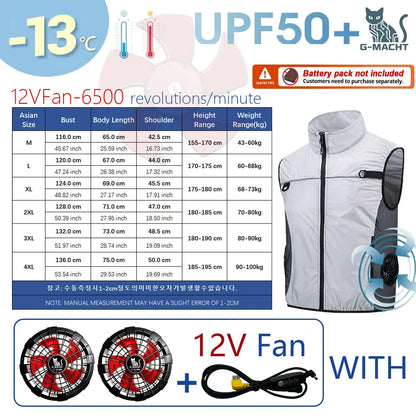 G-MACHT Men Short Sleeve 4Fans Cooling Jacket USB Air Conditioning Clothing Outdoor Work Fishing Heat Protection Cooling Vest