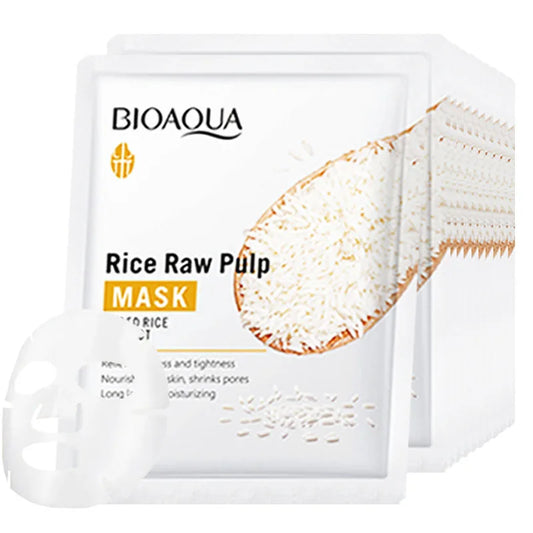10pcs BIOAQUA Rice Raw Pulp Facial Masks skincare Moisturizing Firming Hydrating Face Mask Sheets Mask Korean Skin Care by PDG ibma