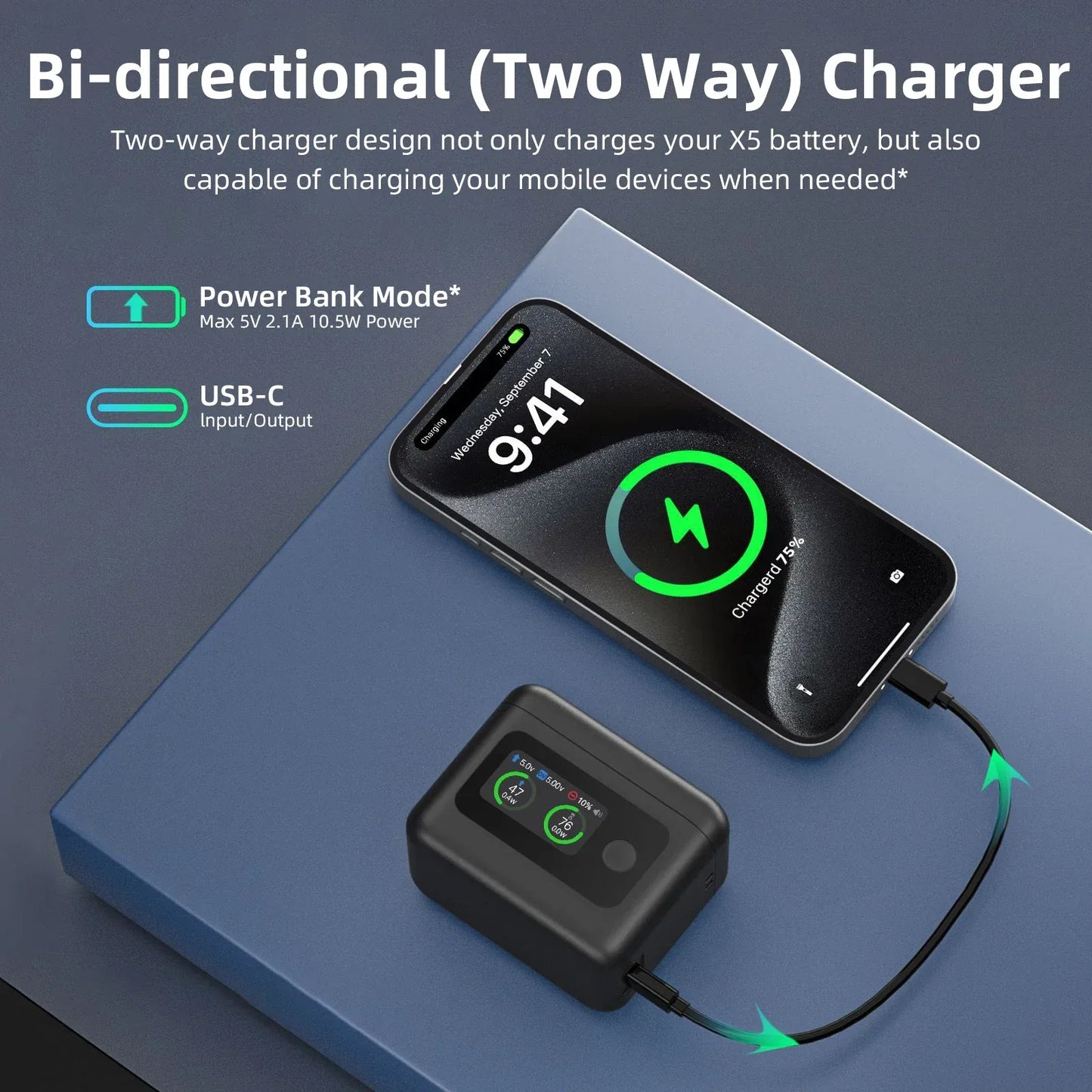 Battery Charger for Insta360 X5 Accessories, 27W Dual Fast Charging Case w/LCD Display, Intelligent Two Way Charger Hub