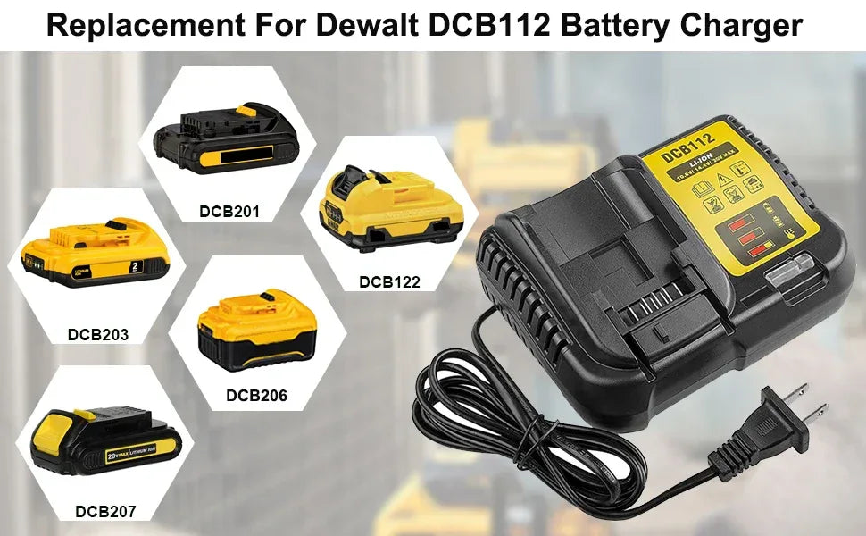 NEW Upgraded DCB112 Battery Charger For Dewalt 10.8V 12V 14.4V 18V 20V DCB206 DCB205 DCB204 DCB203 DCB120,DCB107 DCB115 DCB105