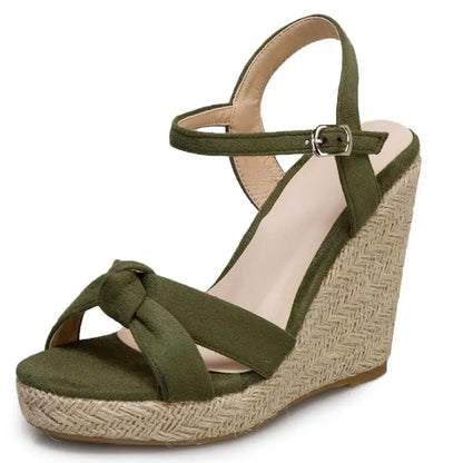 REAVE CAT Brand Women Sandals Open Toe Flock Suede Wedges 11cm Platform Buckle Strap Big Size 44 45 46 Soft Leisure Daily Shoes