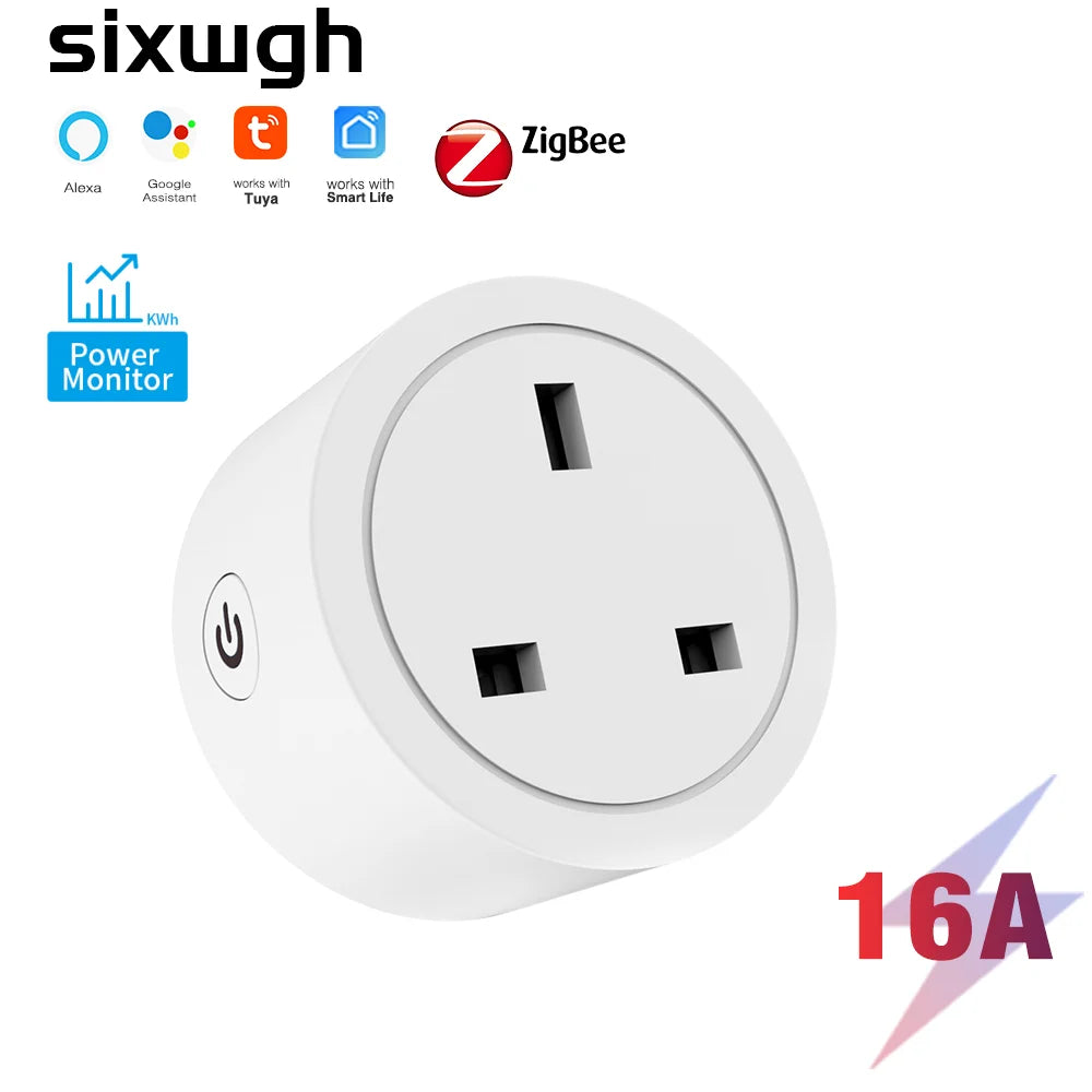 UK Zigbee Smart Plug with Energy Monitoring|Tuya Smart Life App Remote Control|Timer, Supports Alexa & Assistant|Device Sharing