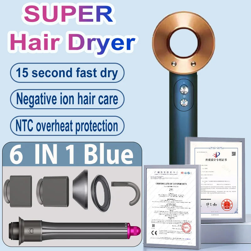 1600W Professinal Leafless Hair Dryer Negative Ion Hair Care Hairdryer Home Powerful Blow dryer Styling Toos Gift For Women