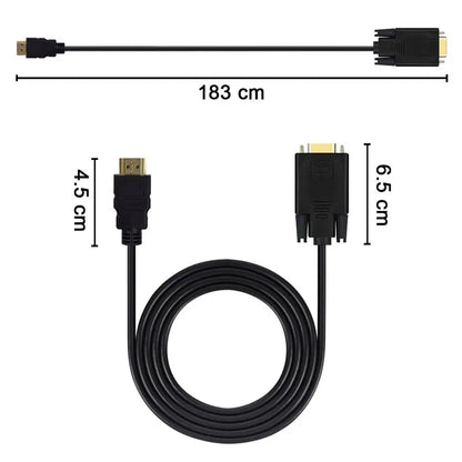 HDMI-Compatible to VGA Adapter Connect to Line Converter Cable 1.8M FHD 1920*1080P For Desktop Laptop PC TV Monitor Projector