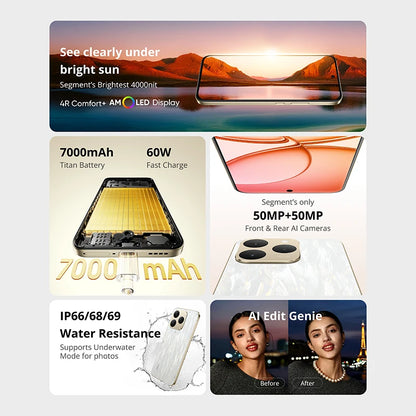 realme 15T 5G Smartphone NFC Dimensity 6400 Max Chipset Dual 50MP Cameras 6.57" 120Hz AMOLED Display 7000mAh Battery 60W Charge