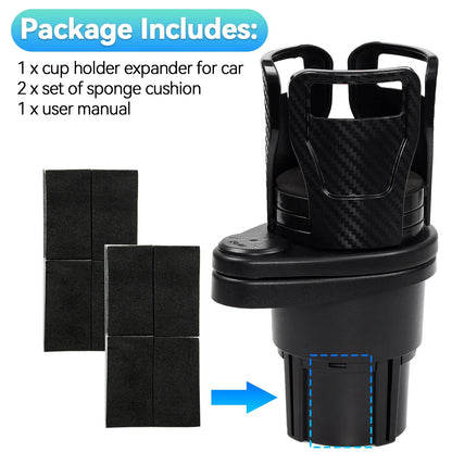 2in1 Car Dual Cup Holder Adjustable Drinking Bottle Stand Bracket Sunglasses Organizer Beverage Drinks Cans Interior Accessories