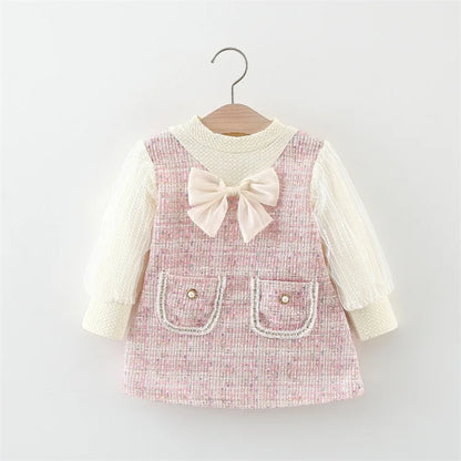 Baby Girl Dress Spring And Autumn Bow Cotton Long Sleeved Girl Dress Cute Christmas Style Baby Dress