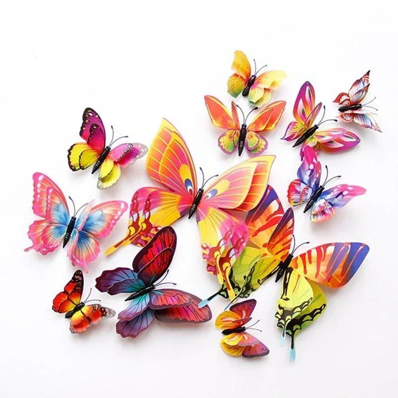 Magentic 3D Double-layer Butterfly Wall Stickers Magnet Refrigerator Stickers Home Girl Kids Room Wedding Christmas Decoration