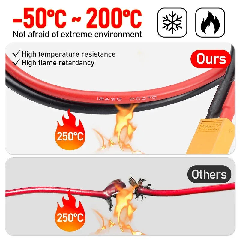 XT60 12AWG Parallel Battery Connector XT60Male/Female Cable Dual Extension 40CM/60CM Silicone Wire for RC Battery Motor