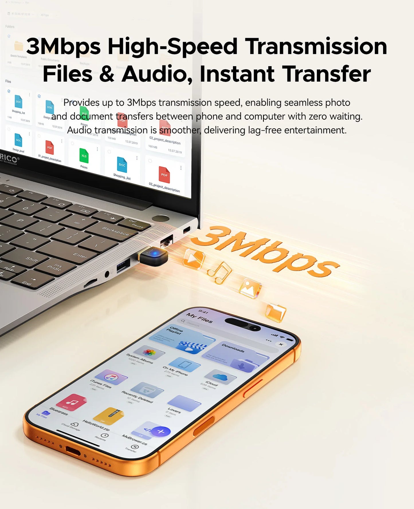 ORICO Dual Mode 6.0 Wireless WiFi Adapter Bluetooth USB Dual Band Network Card Receiver for Desktop Suitable for Desktop Laptops