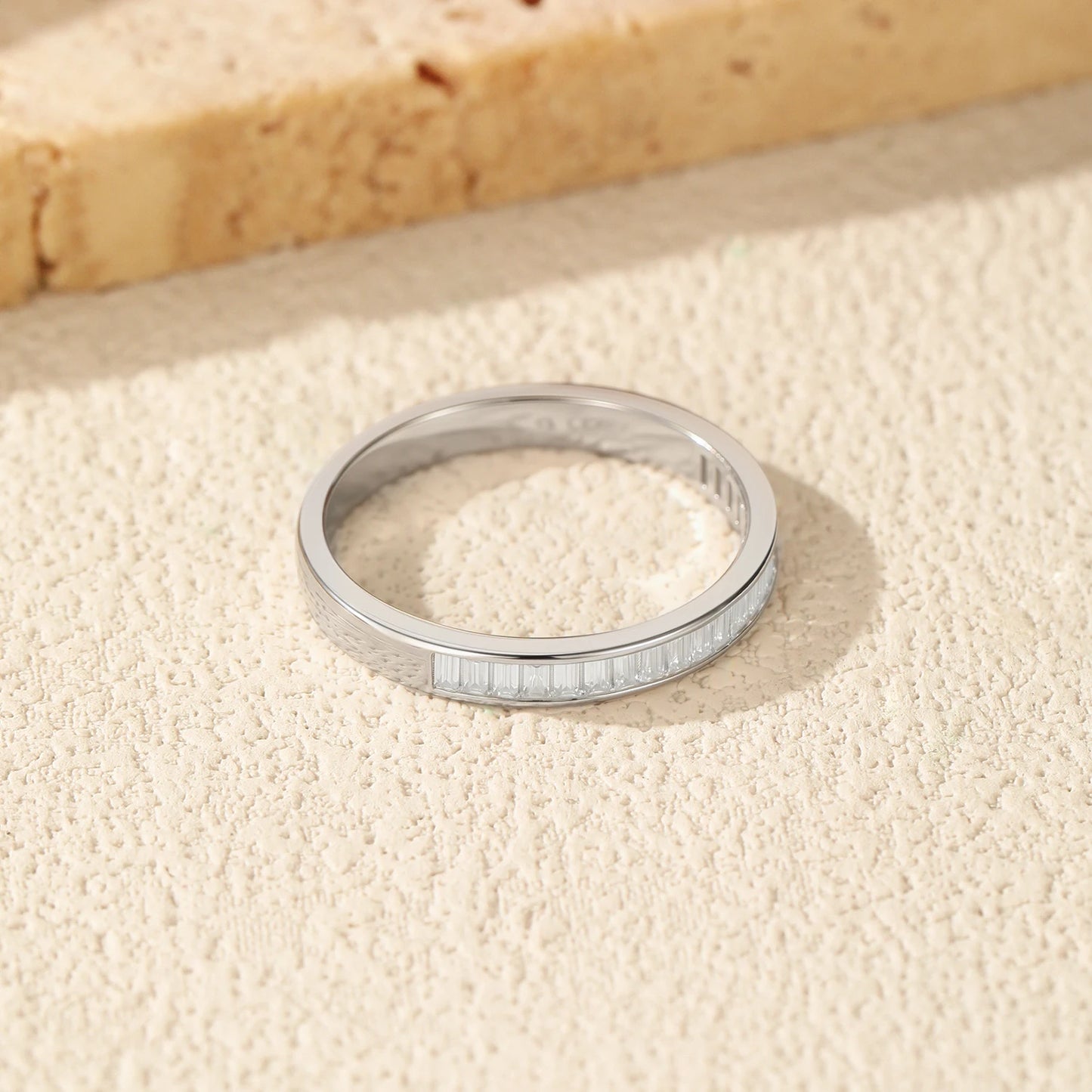 MODIAN Dazzling D Color Rectangle Moissanite Stackable Rings 925 Sterling Silver Eternity Band Rings For Women Fine Jewelry