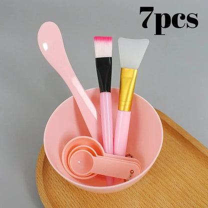 7pcs Face Mask Mixing Bowl Set, DIY Facemask Mixing Tool Kit, Facial Mask Bowl Stick Spatula Silicone Soft Face Brushes Spoons