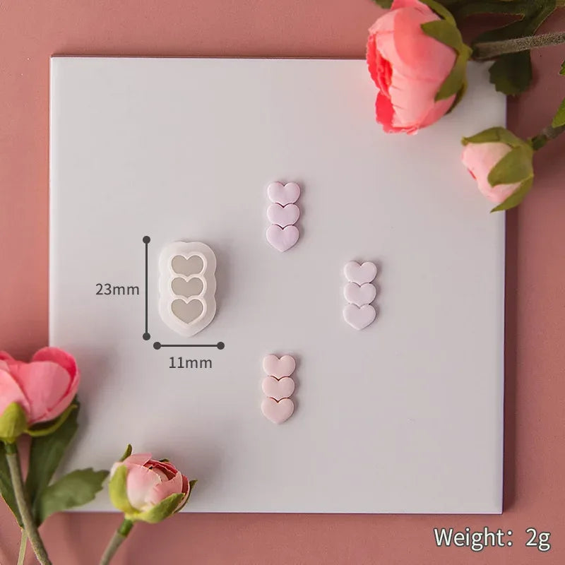 Valentine's Day Series Soft Ceramic Clay Molds Heart Jewelry Pendant Shape Cutting Mold DIY Polymer Clay Cutters Handmade Tools